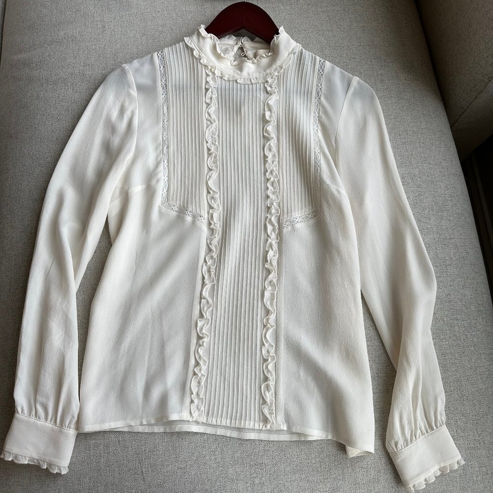 Sezane white silk shirt